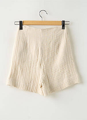 Short taille à pinces taille haute beige YUGEN femme