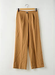 Pantalon large fermeture zippée sous rabat boutonné taille haute marron ONLY femme