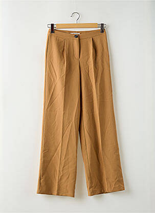Pantalon large fermeture zippée sous rabat boutonné taille haute marron ONLY femme