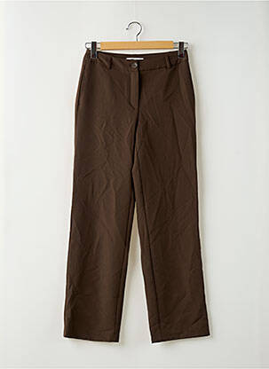 Pantalon droit taille à pinces taille haute marron ONLY femme