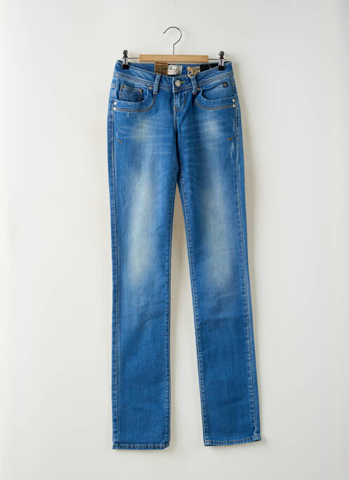 Jeans coupe droite effet usé délavé taille basse bleu LTB femme