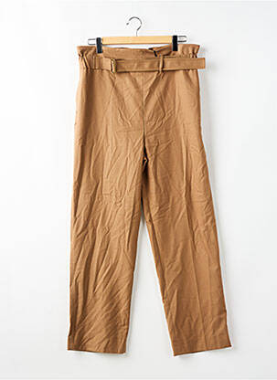 Pantalon droit tissage popeline taille haute beige DEUX. BY ELINE DE MUNCK femme