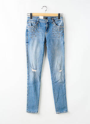 Jeans skinny effet usé délavé taille normale bleu GUESS femme