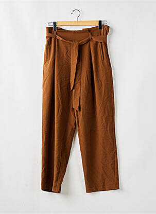 Pantalon large fermeture zip latéral taille haute marron VERO MODA femme