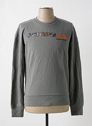 Sweat-shirt tissage jersey manches longues vert JACK & JONES homme