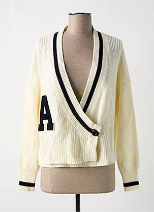 Gilet cache-cœur manches longues beige ONLY femme