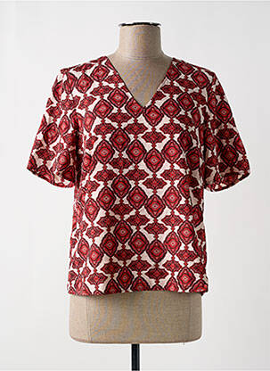 Blouse imprimé fantaisie manches courtes rouge VERO MODA femme