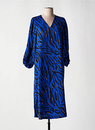 Robe mi-longue coupe fluide manches 3/4 bleu VILA femme