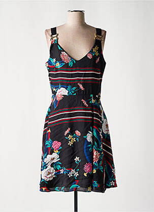 Robe mi-longue imprimé fleurs sans manche noir MORGAN femme