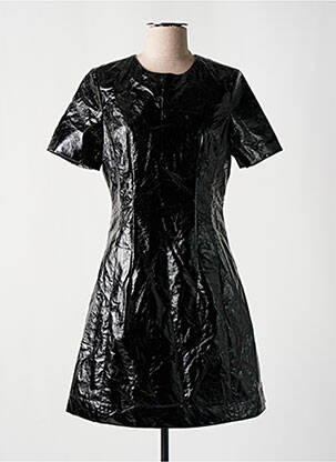 Robe courte fermeture zippée au dos manches courtes noir ASTRID BLACK LABEL femme