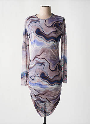 Robe mi-longue imprimé fantaisie manches longues violet JDY femme