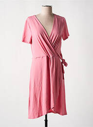 Robe mi-longue tissage crêpe manches courtes rose VILA femme