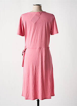 Robe mi-longue tissage crêpe manches courtes rose VILA femme