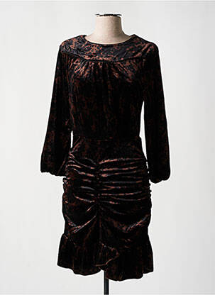 Robe mi-longue imprimé fleurs manches longues marron DEUX. BY ELINE DE MUNCK femme