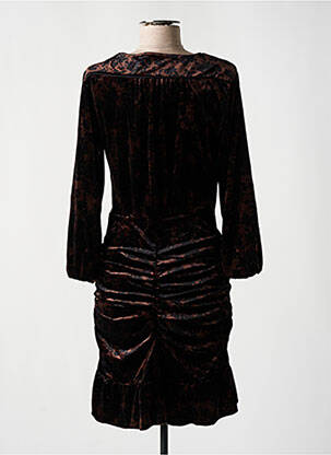 Robe mi-longue imprimé fleurs manches longues marron DEUX. BY ELINE DE MUNCK femme