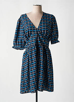Robe courte coupe évasée manches courtes bleu JDY femme