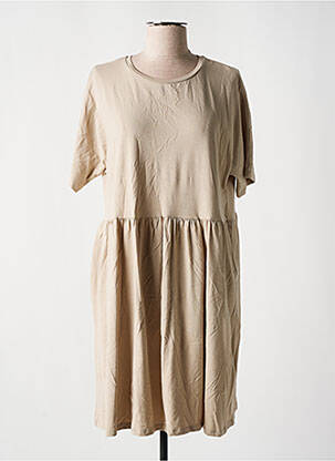 Robe mi-longue coupe évasée manches courtes beige NOISY MAY femme