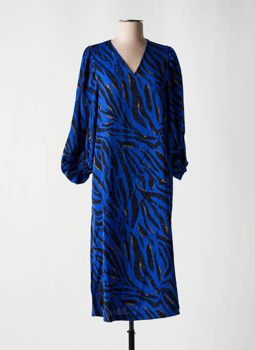 Robe mi-longue coupe fluide manches 3/4 bleu VILA femme