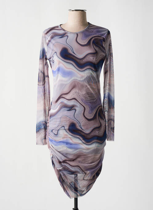 Robe mi-longue imprimé fantaisie manches longues violet JDY femme