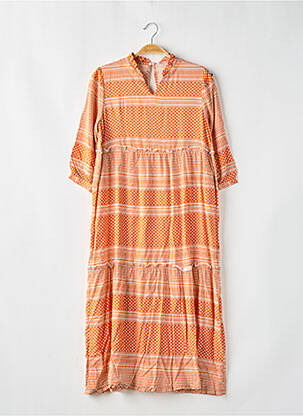 Robe mi-longue fermeture boutonnée au dos manches 3/4 orange KIDS ONLY fille