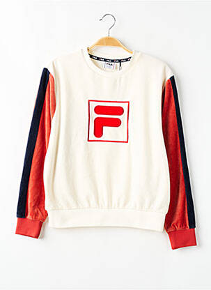 Sweat-shirt broderie manches longues beige FILA fille