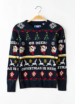 Pull imprimé fantaisie manches longues bleu JACK & JONES garçon