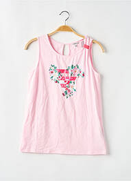 Débardeur coupe cintrée sans manche rose GUESS fille
