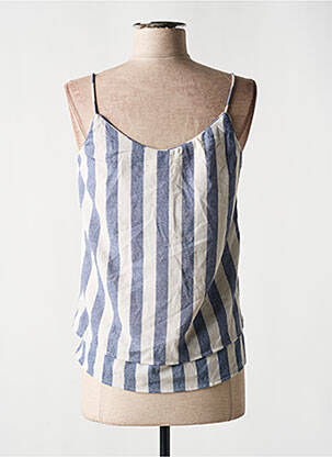 Top tissage crêpe fines bretelles bleu ONLY femme