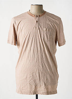 T-shirt col tunisien manches courtes beige TOM TAILOR homme