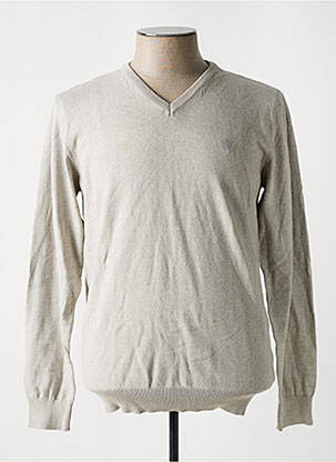 Pull col v manches longues gris BRUCE & BUTLER  homme