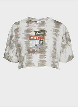 T-shirt coupe droite manches courtes beige NOISY MAY femme
