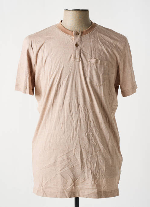 T-shirt col tunisien manches courtes beige TOM TAILOR homme