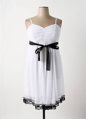Robe mi-longue tissage crêpe fines bretelles blanc BON PRIX femme