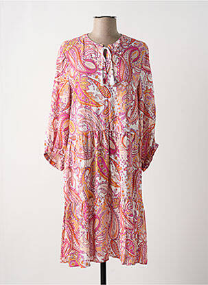 Robe mi-longue manches longues manches longues rose JUST WHITE femme