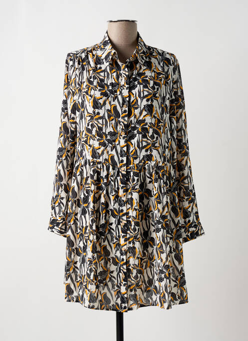 Robe courte coupe évasée manches longues blanc SARAH JOHN femme