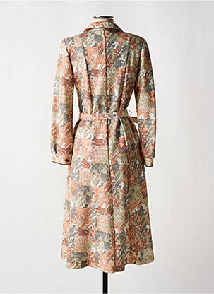 Robe mi-longue imprimé fantaisie manches longues beige FRANCOISE DE FRANCE femme