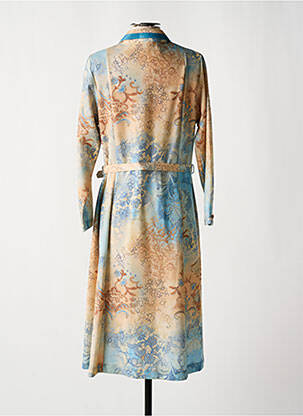 Robe mi-longue imprimé fleurs manches longues beige ISA COUTURE femme