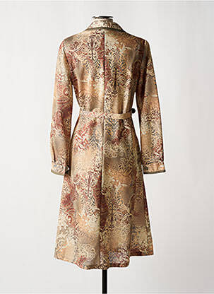 Robe mi-longue imprimé fleurs manches longues beige ATLANTA femme