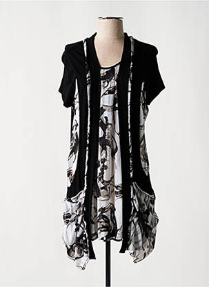 Robe courte coupe fluide manches courtes noir JEAN DELFIN femme