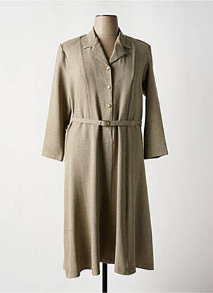 Robe longue manches longues manches longues beige LAURA DE L'ISLE femme