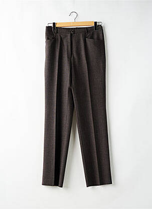 Pantalon droit taille à pinces taille haute marron CHRISTIAN MARRY femme