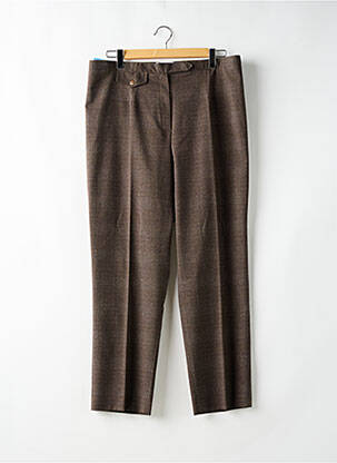 Pantalon droit taille à pinces taille basse marron LAURA DE L'ISLE femme