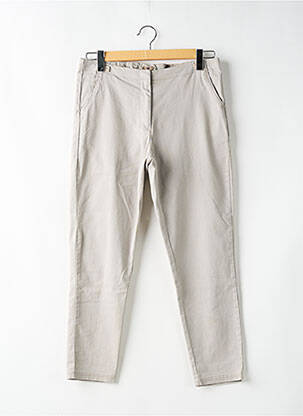 Pantalon droit fermeture zippée sous rabat avec crochet gris MOUSQUETON femme
