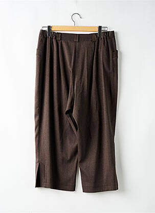 Pantalon droit fermeture zippée sous rabat boutonné marron LAURA DE L'ISLE femme