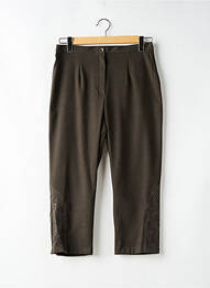 Pantalon droit fermeture zippée sous rabat boutonné vert 20/20 femme