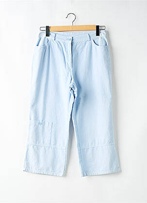 Pantalon 7/8 fermeture zippée sous rabat boutonné bleu S.CAPADE femme