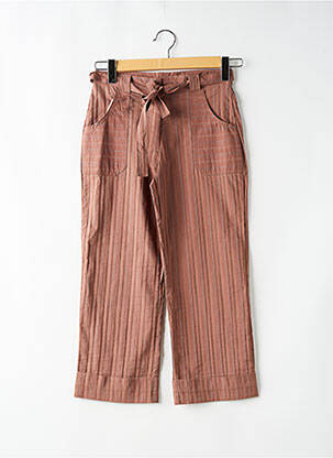 Pantalon 7/8 fermeture zippée sous rabat boutonné marron S.CAPADE femme