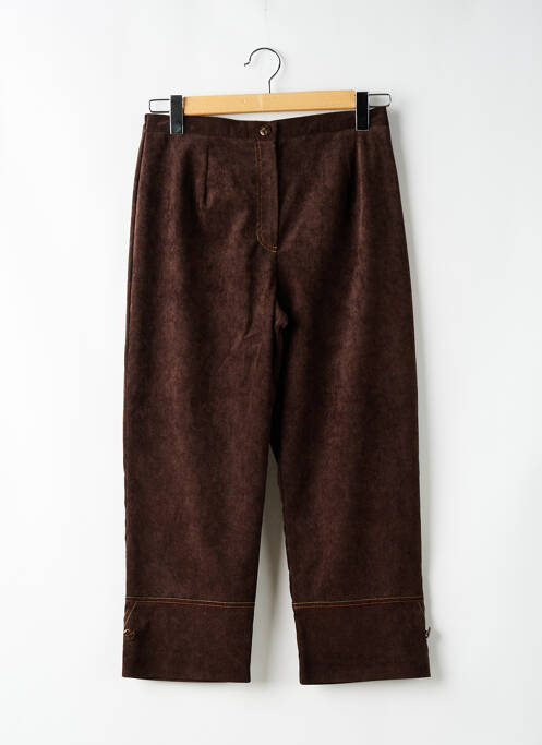 Pantalon droit fermeture zippée sous rabat boutonné marron BRIGITTE SAGET femme