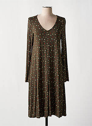 Robe mi-longue imprimé fleurs manches longues vert AN II VITO femme