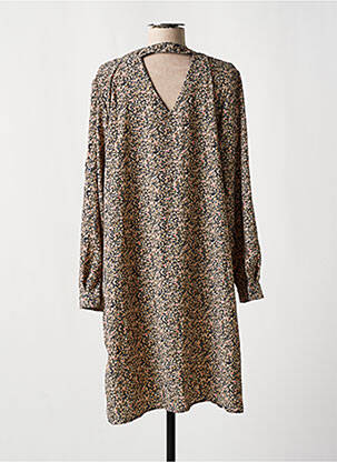 Robe mi-longue imprimé fleurs manches longues beige CHRISTY femme